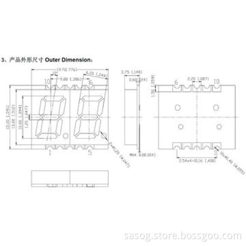 0.39-inch Single SMD LED Digit Display, Blue, 570nm, Common Cathode